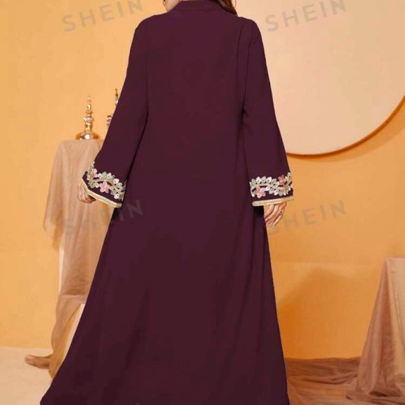 SHEIN Modley Pkus Floral Embroidery Tassle Detail Flounce Sleeve Dress - Picture 2 of 3